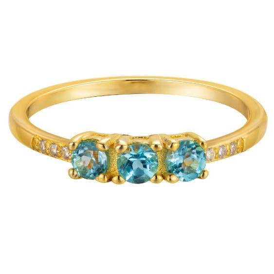 3 Steinring mit Londoner Blautopas für den Großhandel von Heilo Jewelry