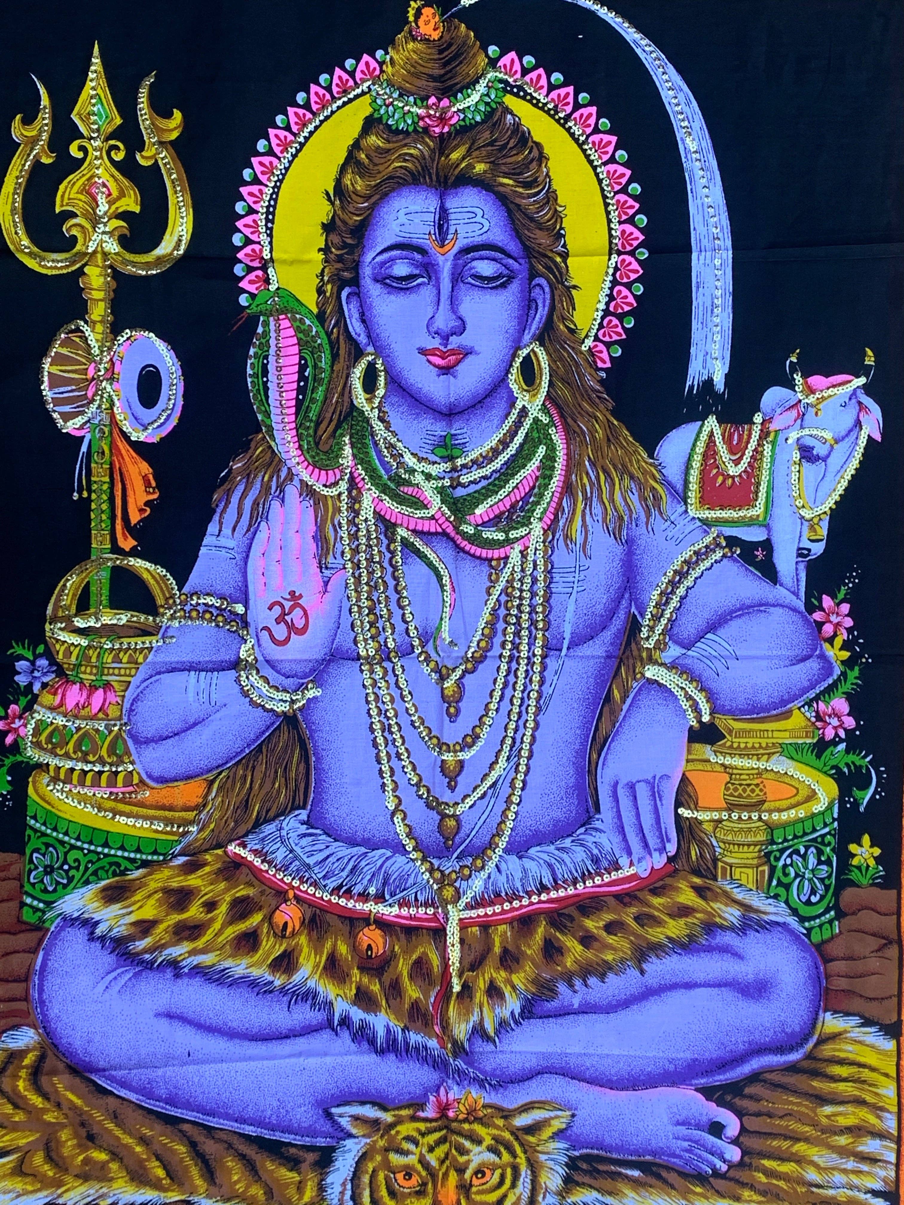 Lungta Imports - Wholesale Tapestry/Textile - Meditating Shiva Yoga Fabric Tapestry Wall Hanging Decor 43" X 30"1