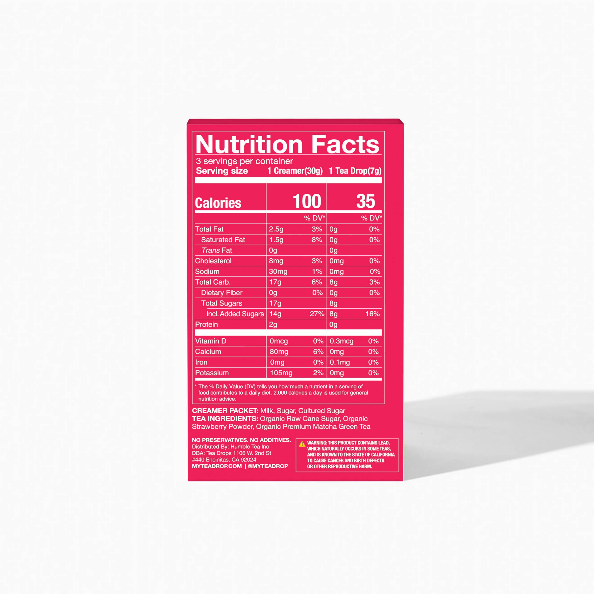 Tea Drops - Wholesale Health/Detox Tea - Strawberry Matcha Latte Kit - 3ct (Case of 6)5