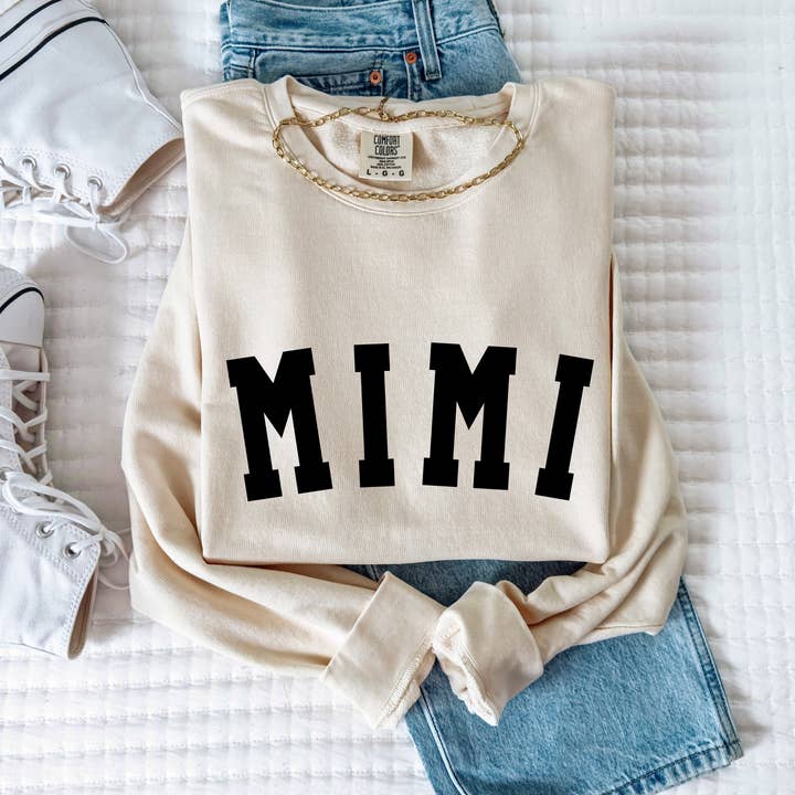 Mimi Grandma Garment Dyed Comfort Colors Sweatshirt for wholesale by Verita Culture