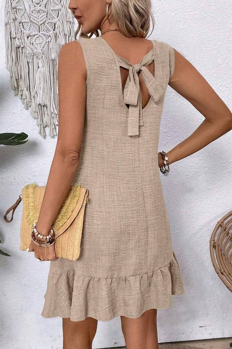 NINEXIS - Wholesale Dress - Women's - CWDSD7142_RUFFLED SLEEVELESS CASUAL TANK DRESS7