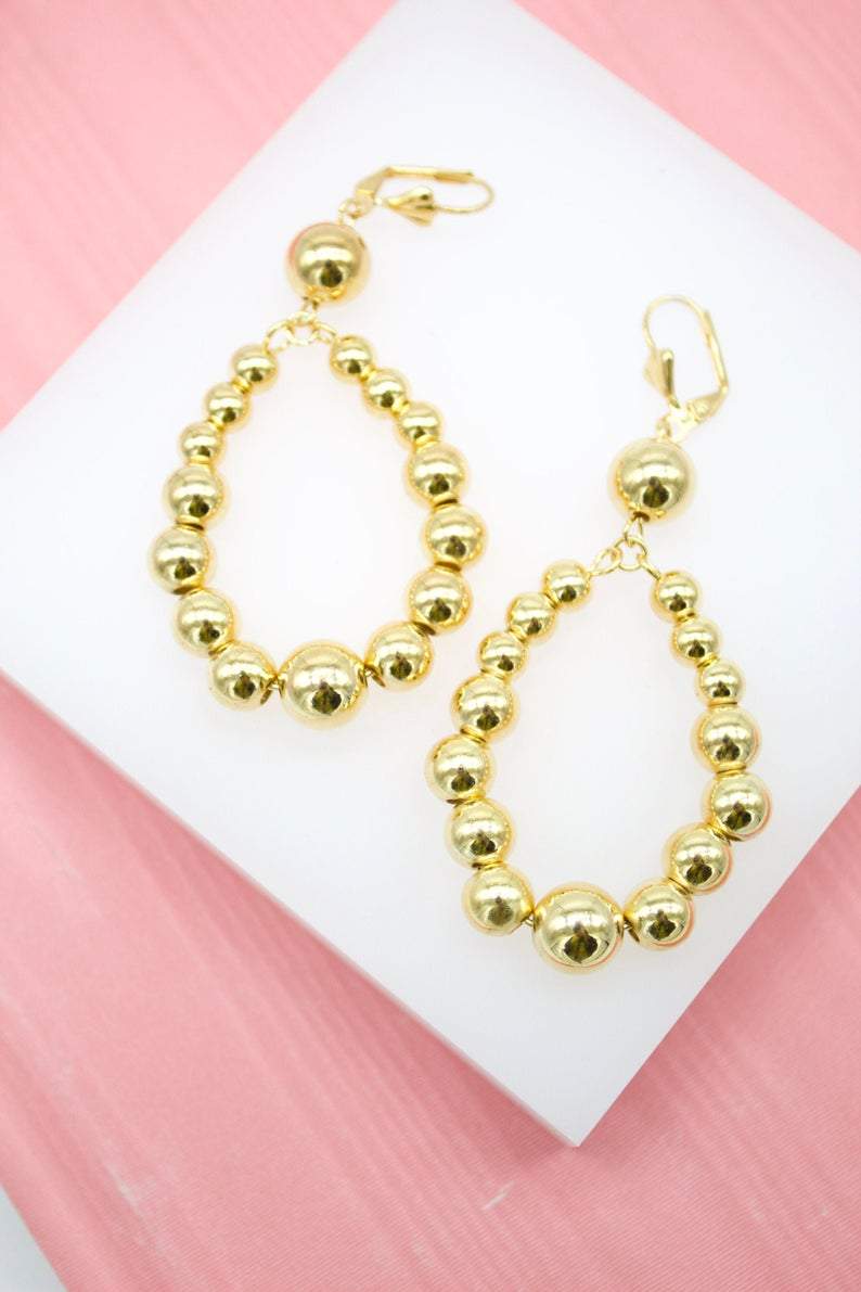 MIA Jewelry – Engroshandel Hængeøreringe og creoløreringe – 18K guld fyldt Beaded øreringe (K78)