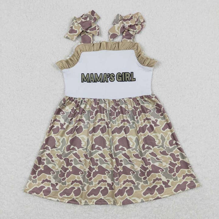 Baby Girls Camo Mama's Girl Straps Knee Length Dresses for wholesale by Aier Wholesale
