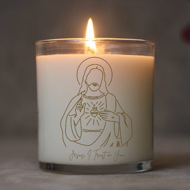 Pax Rosa - Wholesale Jar/Filled Candle - Sacred Heart of Jesus | Jesus, I Trust in You0
