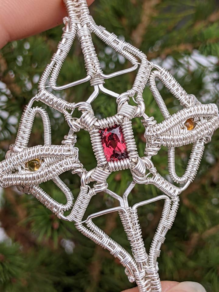 Sterling Silver Faceted Garnet And Citrine Pendant for wholesale by Le Tourbillon Minéral