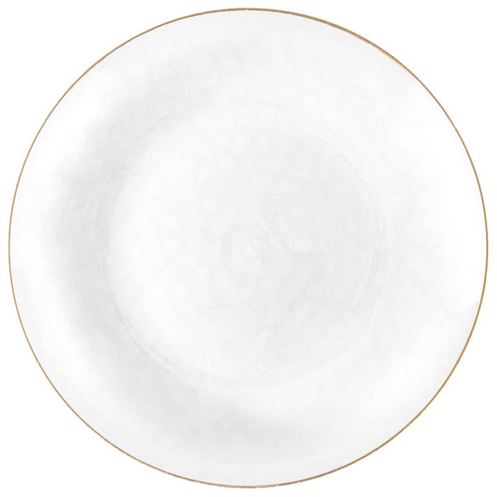 EcoQuality – wholesale Engångsplatta – Engångstallrikar i vit plast med organisk hamrad design och transparent guldkant2