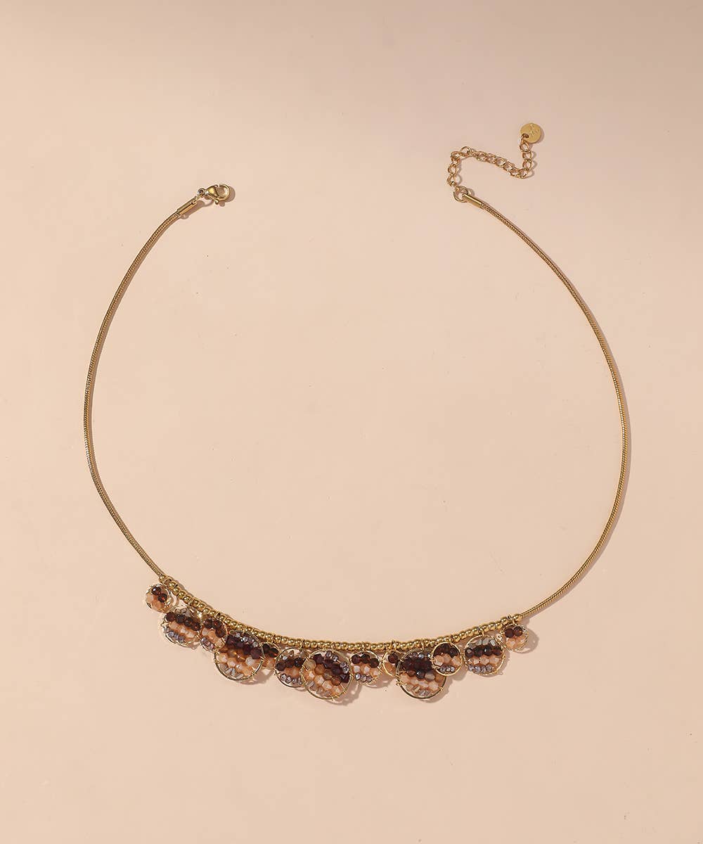 Blossom bijoux - Vente Collier ras-de-cou - Collier acier inoxydable perles cristal 25CA0127