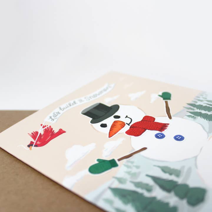 Inklings Paperie - Wholesale Season's Greetings Card - Sticker Scene Card - Build a Snowman9