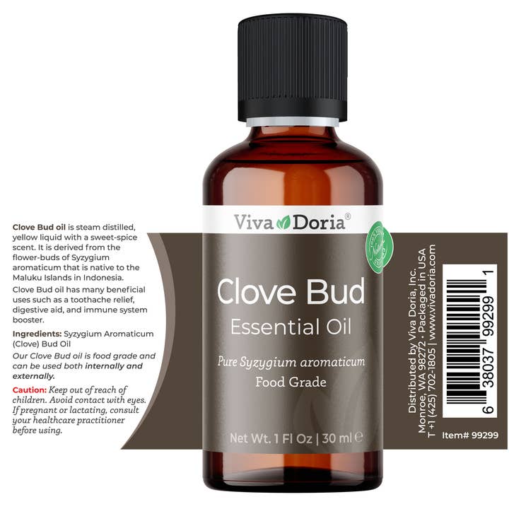 VIVA DORIA INC. - Wholesale Essential Oil - Clove Bud Essential Oil, Food Grade, 30 mL (1 Fluid Ounce)