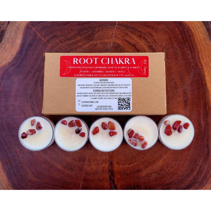 Leaforia - Wholesale Tea Light Candles - Root Chakra Tealight Pack