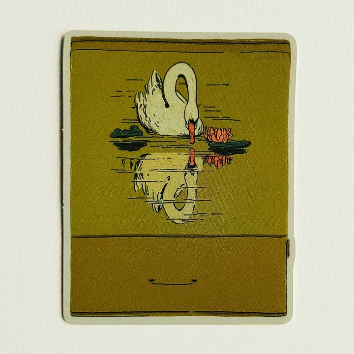 Vintage Swan Matchbook Sticker for wholesale by Artbaby & Co.
