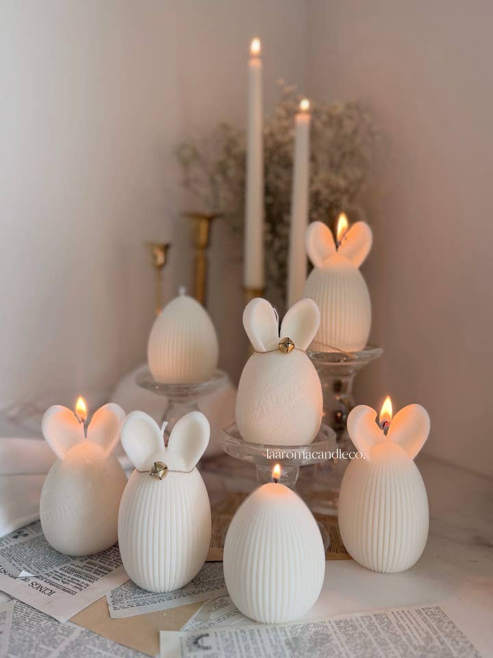 Handmade Greek Easter Bunny Egg Candle – Pascha Spring Decor (1pc) for wholesale by LA AROMA CANDLE CO.