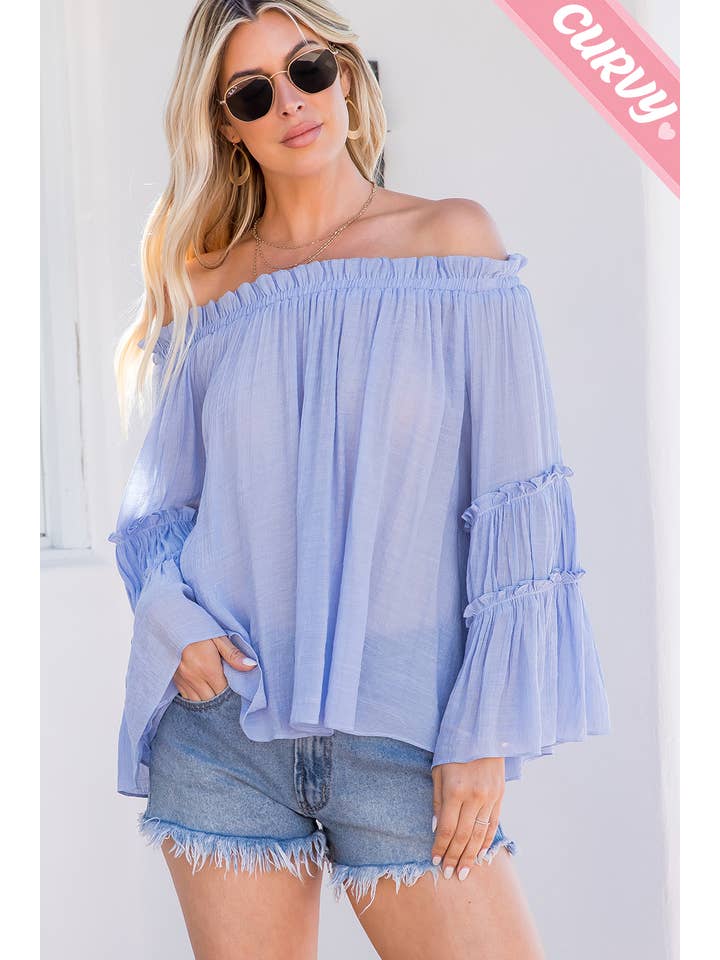 Sweet Lovely by Jen - Wholesale Blouse - Women's - PLUS SIZE OFF SHOULDER TIERED SLEEVE TOP3