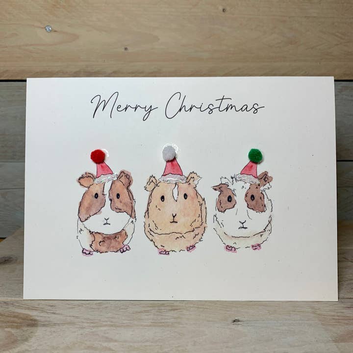 Carte Cochons d'Inde de Noël pour la vente par Arty Bee Designs