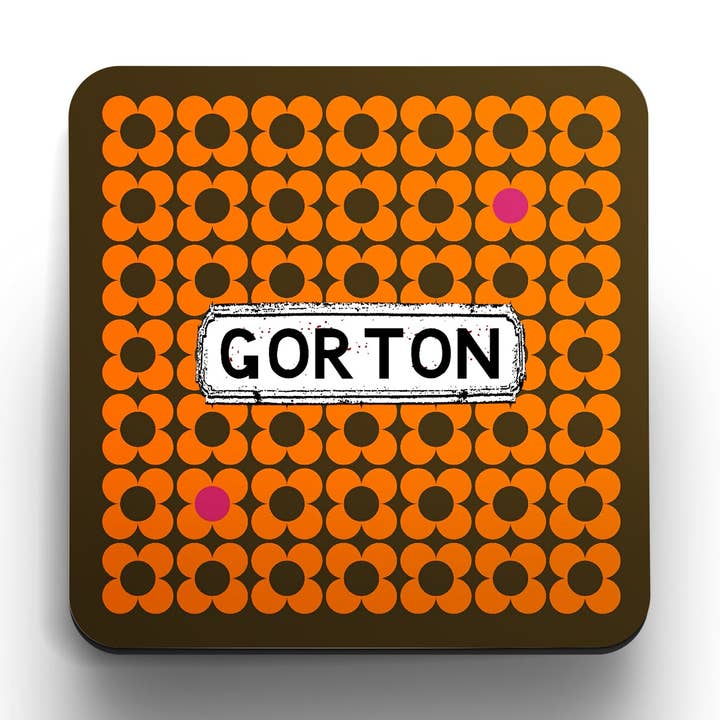 Orange and Brown Fleur Coasters (set of 4) for wholesale by tinned snail