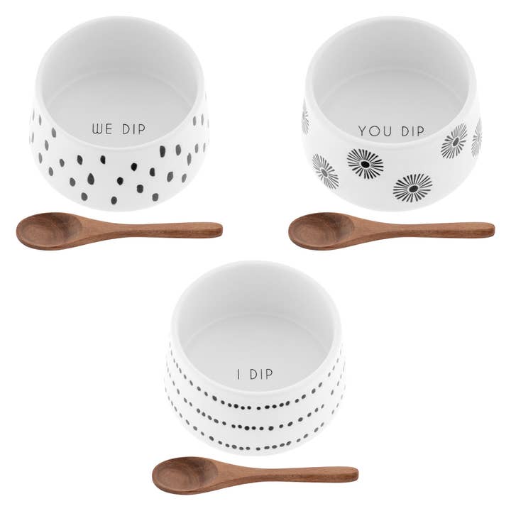 Karma - Wholesale Condiment/Dip Bowl - Milo Dip Bowls w/ Round Spoons S/3