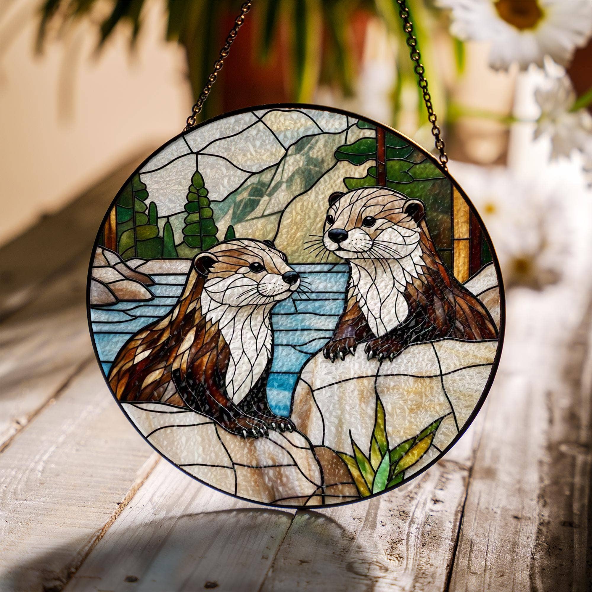 NVC Ecommerce LLC - Wholesale Suncatcher - River Otter Suncatcher, Woodland Wildlife Home Decor Gift
