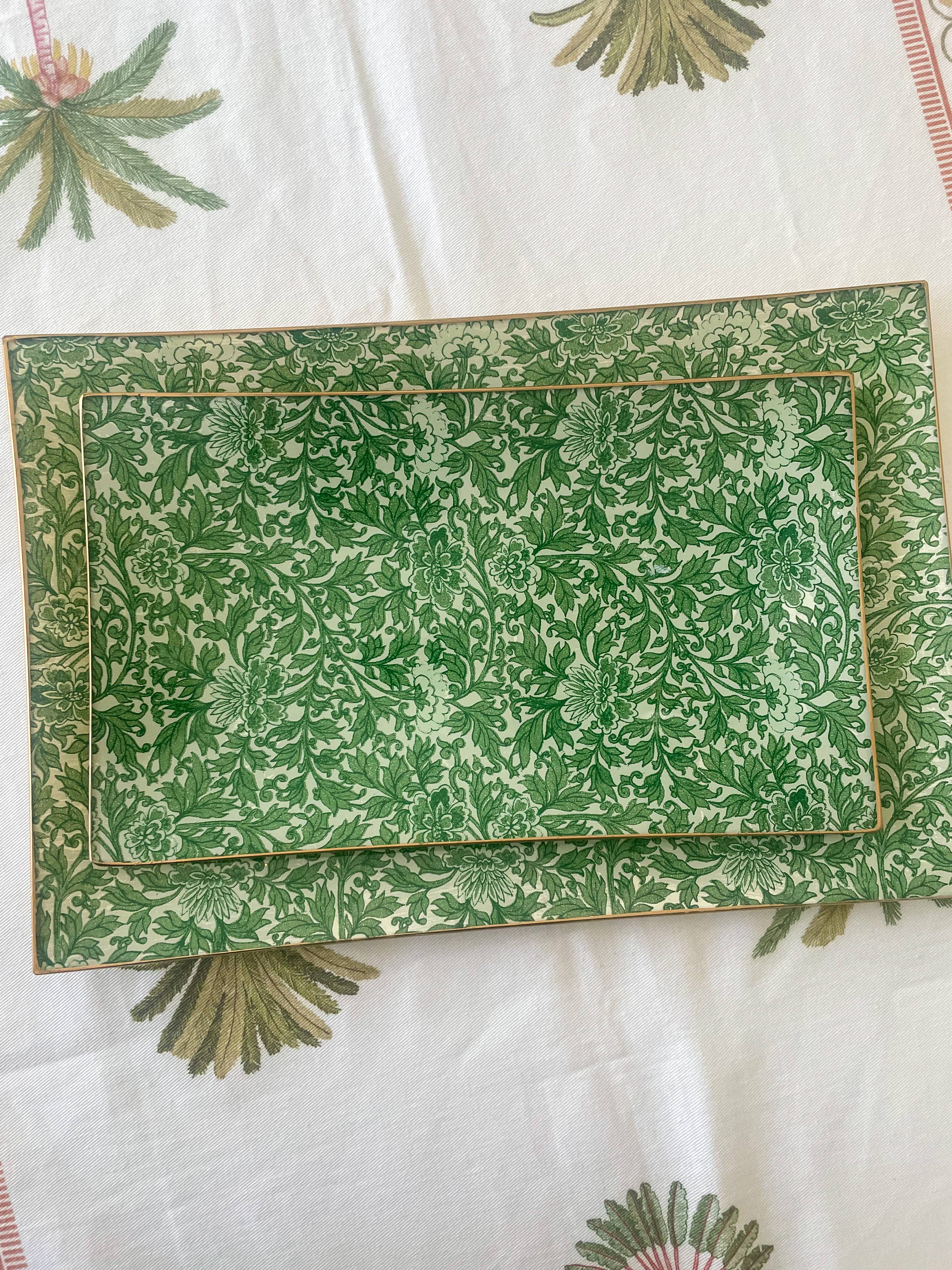 Biccara - Wholesale Decorative Tray - Green Flower Rectangular Tray – Decoupage Collection2