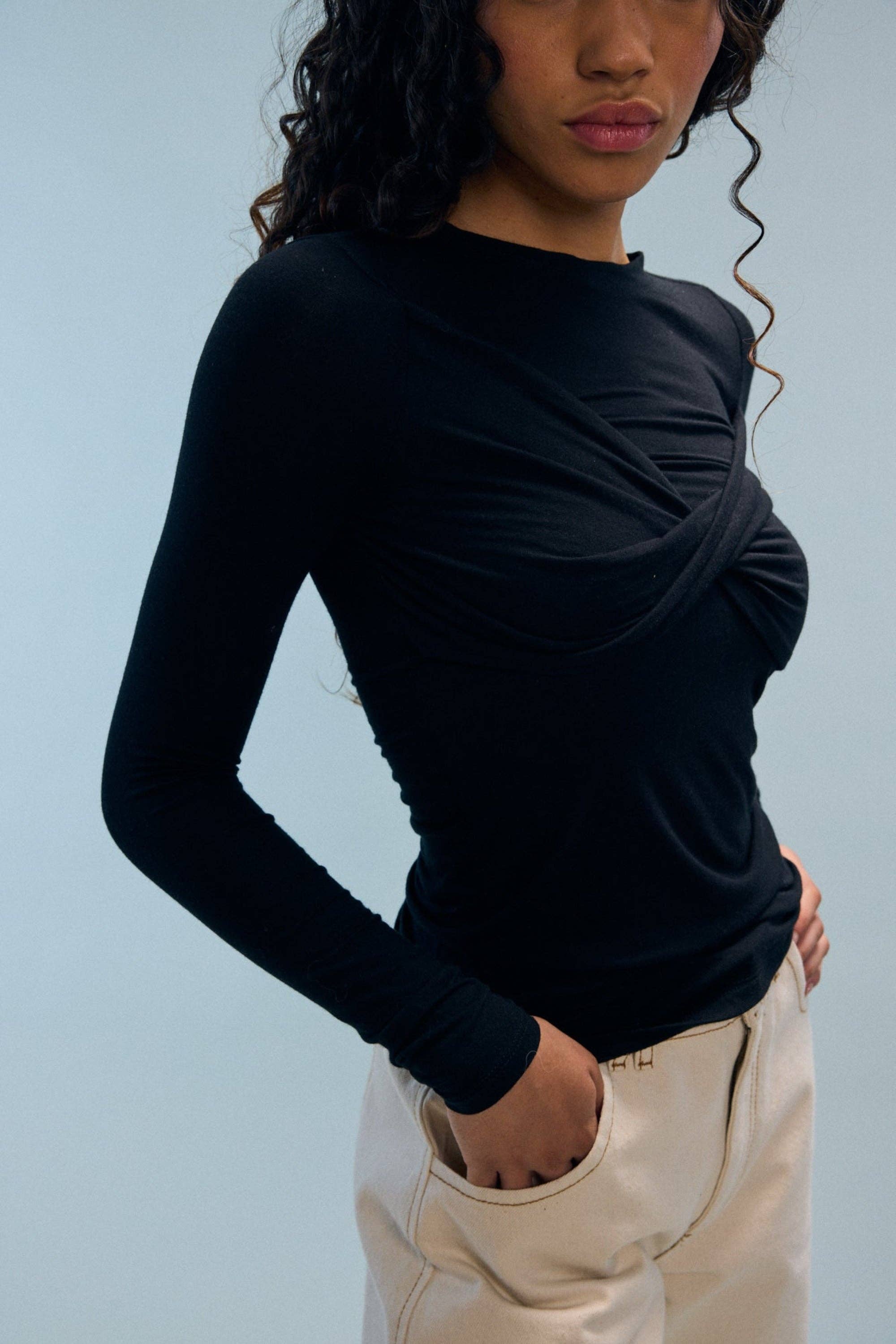 Nitah - Wholesale Knit Top - Women's - Black Ellie top