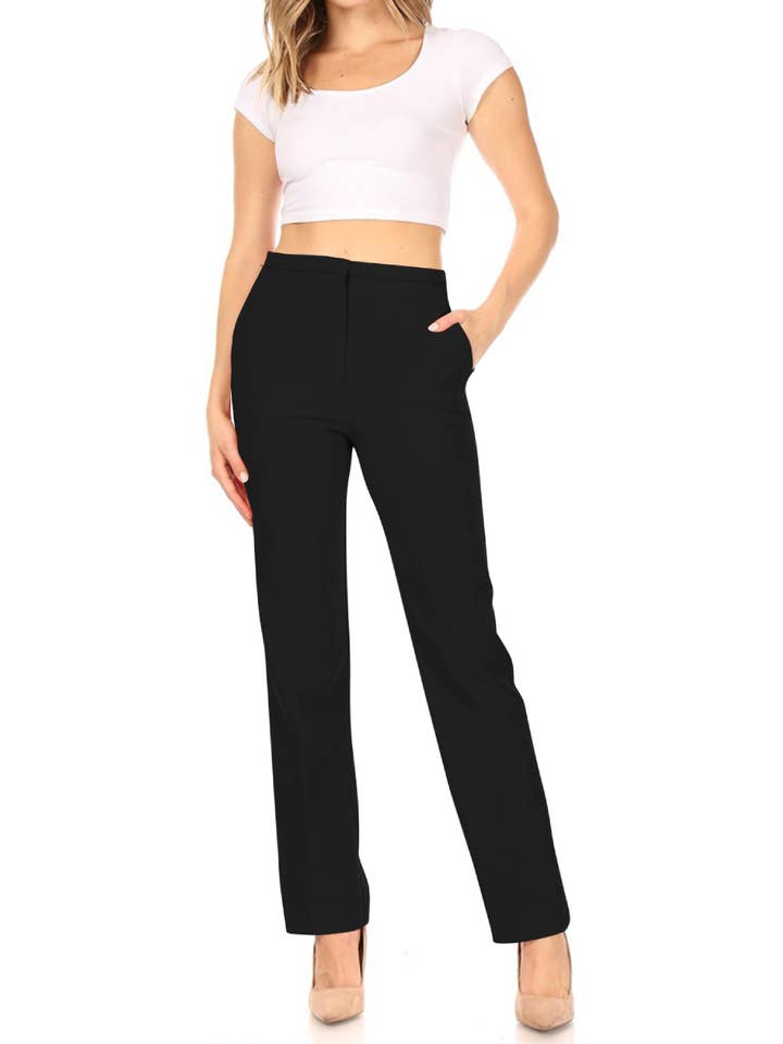 MOA COLLECTION - Wholesale Pants - Women's - Women's Casual Straight Woven Dress Pants for Office Work3