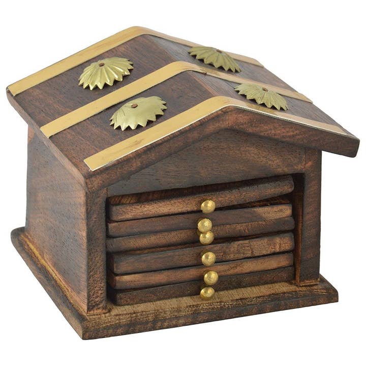 Set di sottobicchieri per tè e caffè in stile capanna antica decorazioni per la casa per la vendita all'ingrosso da parte di Keeraft