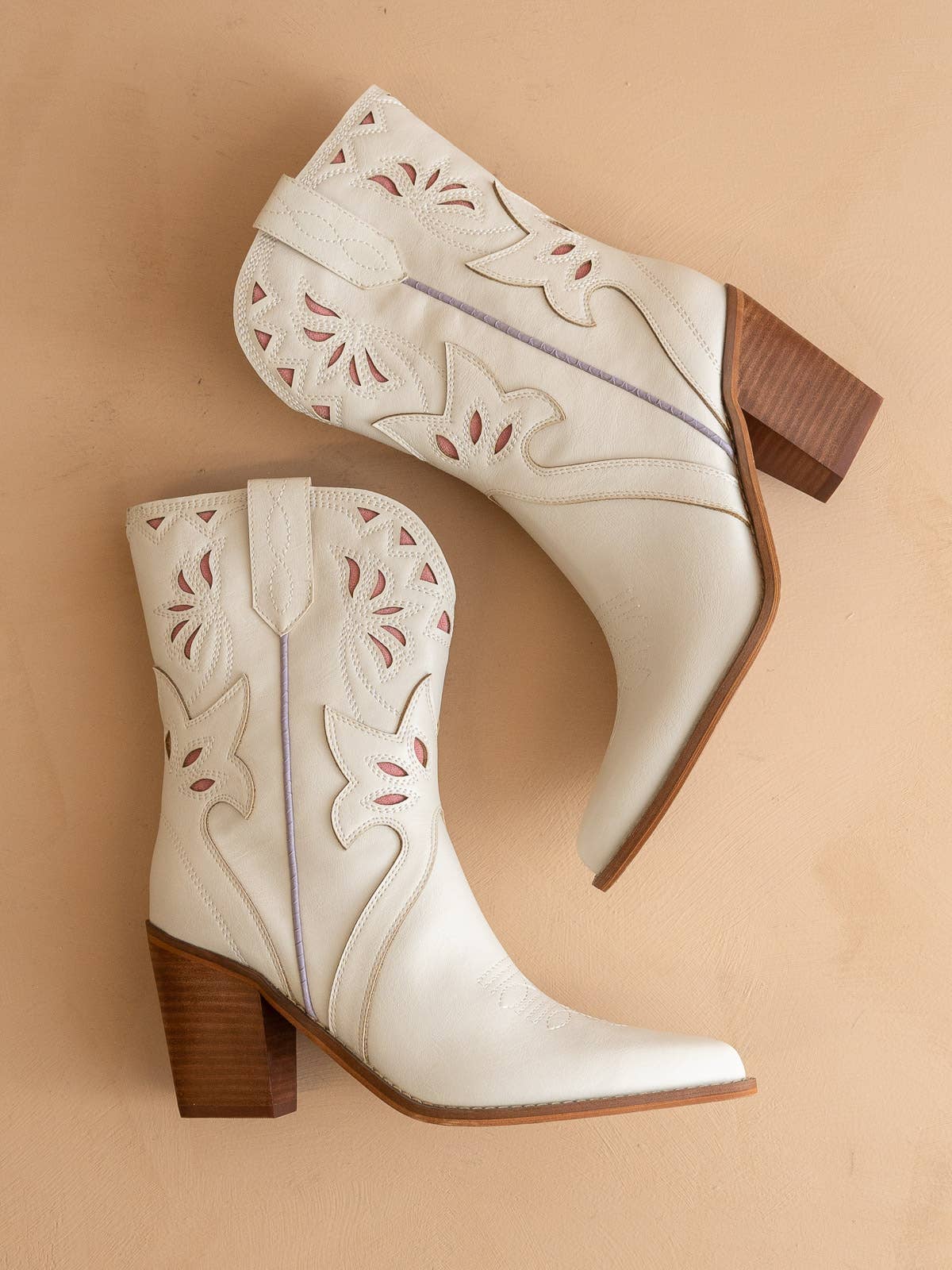 The Sorrel | White Paneled Western Bootie for wholesale on Faire2