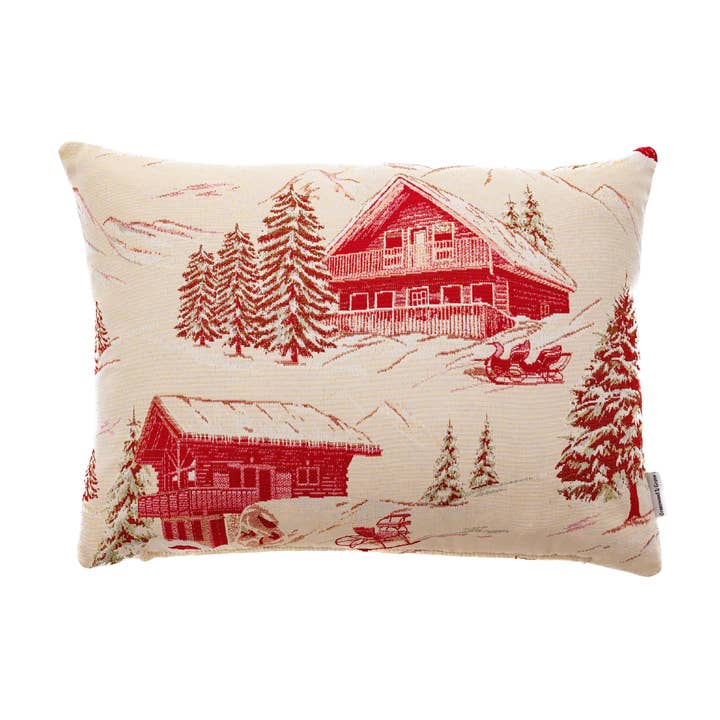 Ski Chalet Geweven Kussen - 30x42cm (12"x17") voor wholesale door Hines of Oxford