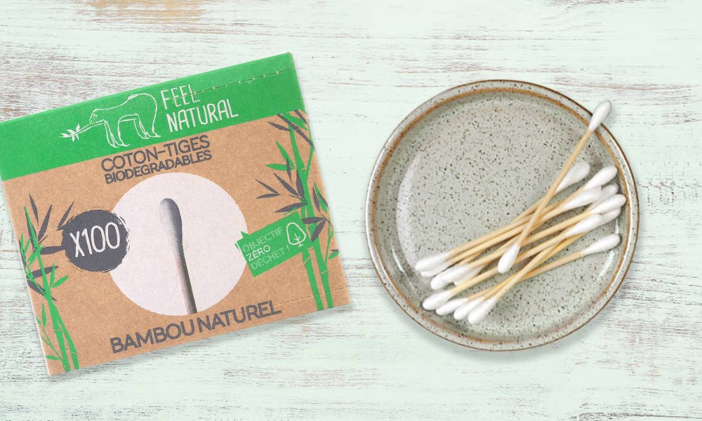 FRENCH TENDANCE - Wholesale Cotton Swab/Q-Tip - Box of 100 natural bamboo cotton buds1