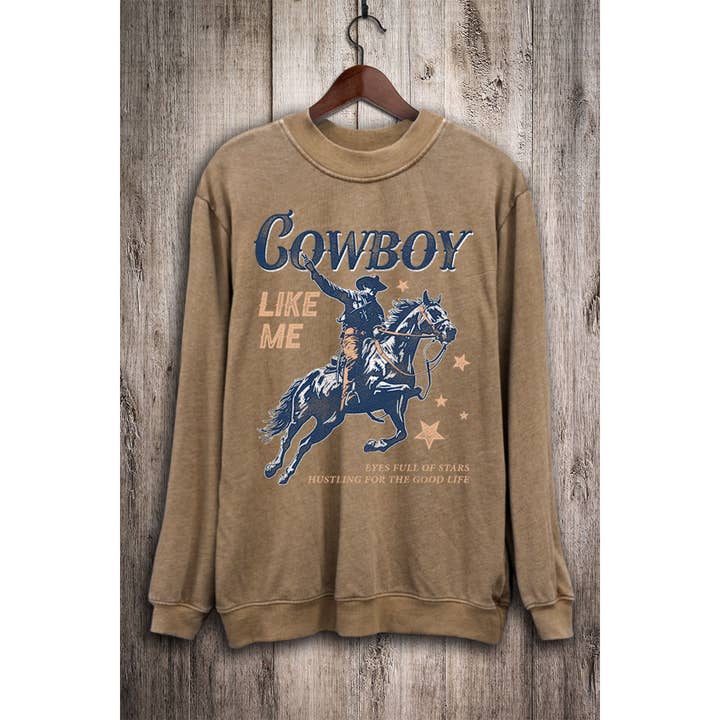 HRTandLUV - Wholesale Graphic Sweatshirt - Women's - COWBOY LIKE ME MINERAL GRAPHIC SWEATWHIRTS