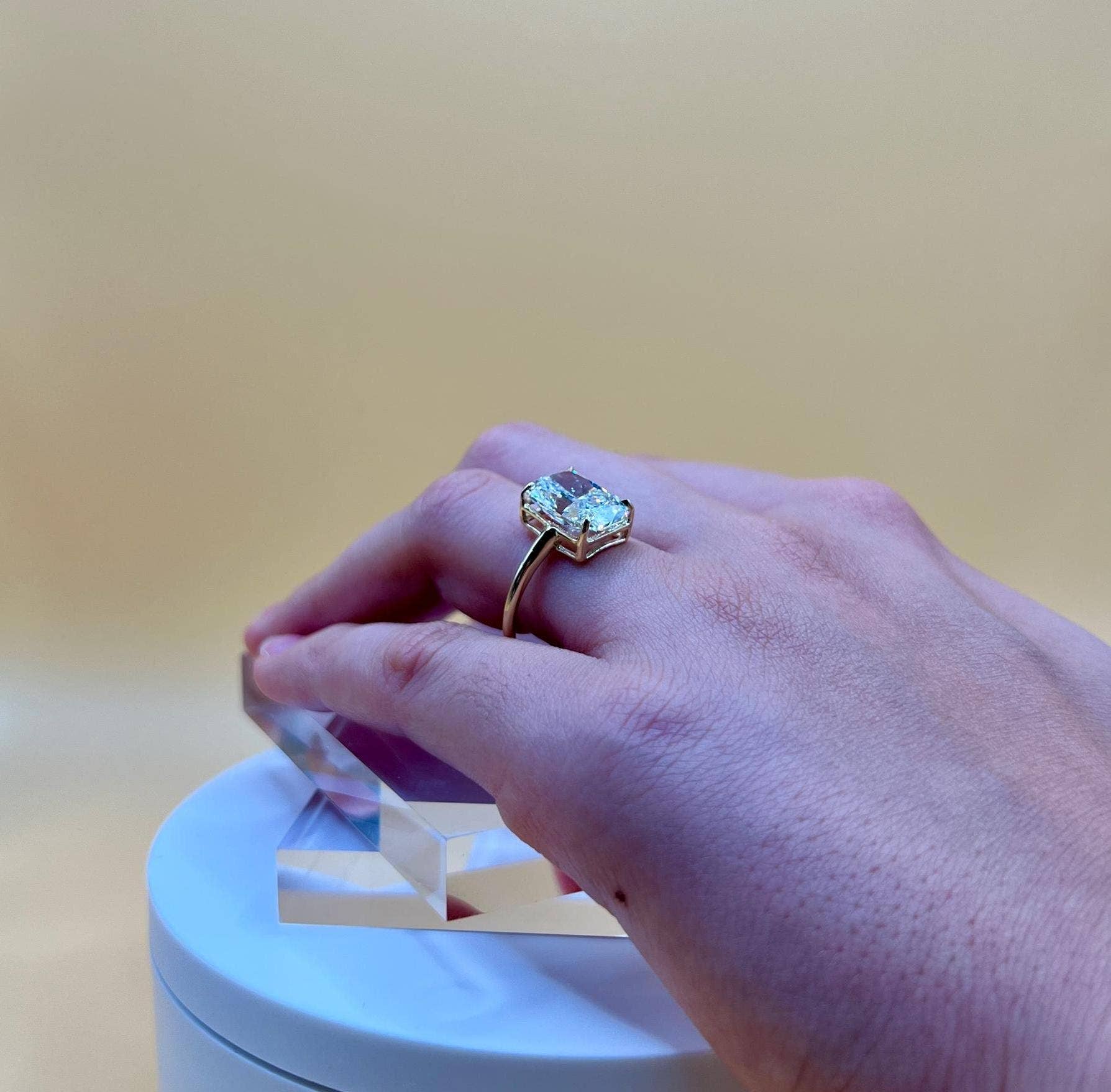 Elegant Jewels LLC - Wholesale Engagement Ring - 5 Ct Cushion Lab Grown Diamond Solitaire Ring, 14 K Gold
7