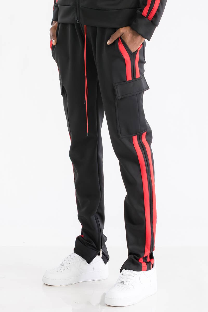 WEIV - Wholesale Athletic Sweatpants/Joggers - Men's - Two Stripe Cargo Pocket Track Pant Jogger9