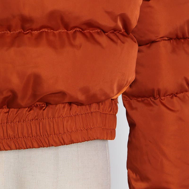 Alaranjado Jaqueta Puffer com Pelúcia e Ombreiras Feminina JK004 para venda a revendedores na Faire14