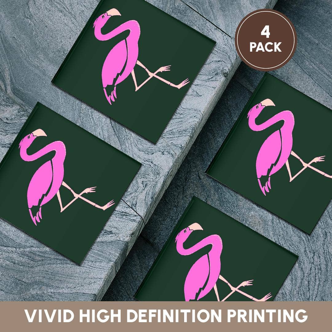 3dRose – Großhandel Untersetzer – 3dRose, Hellrosa Flamingo auf schwarzem Hintergrund, Untersetzer5