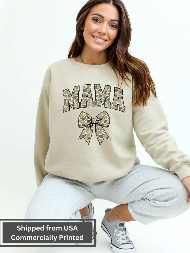 MVP Tee Shop Wholesale - Wholesale Graphic Sweatshirt - Women's - Mama Camo Bow Sweatshirt 1