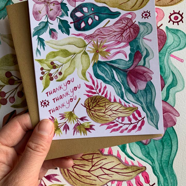 Katie Blanchard Art + Works - Wholesale Thank You Card - Thank You Thank You Thank You - Botanical Card1
