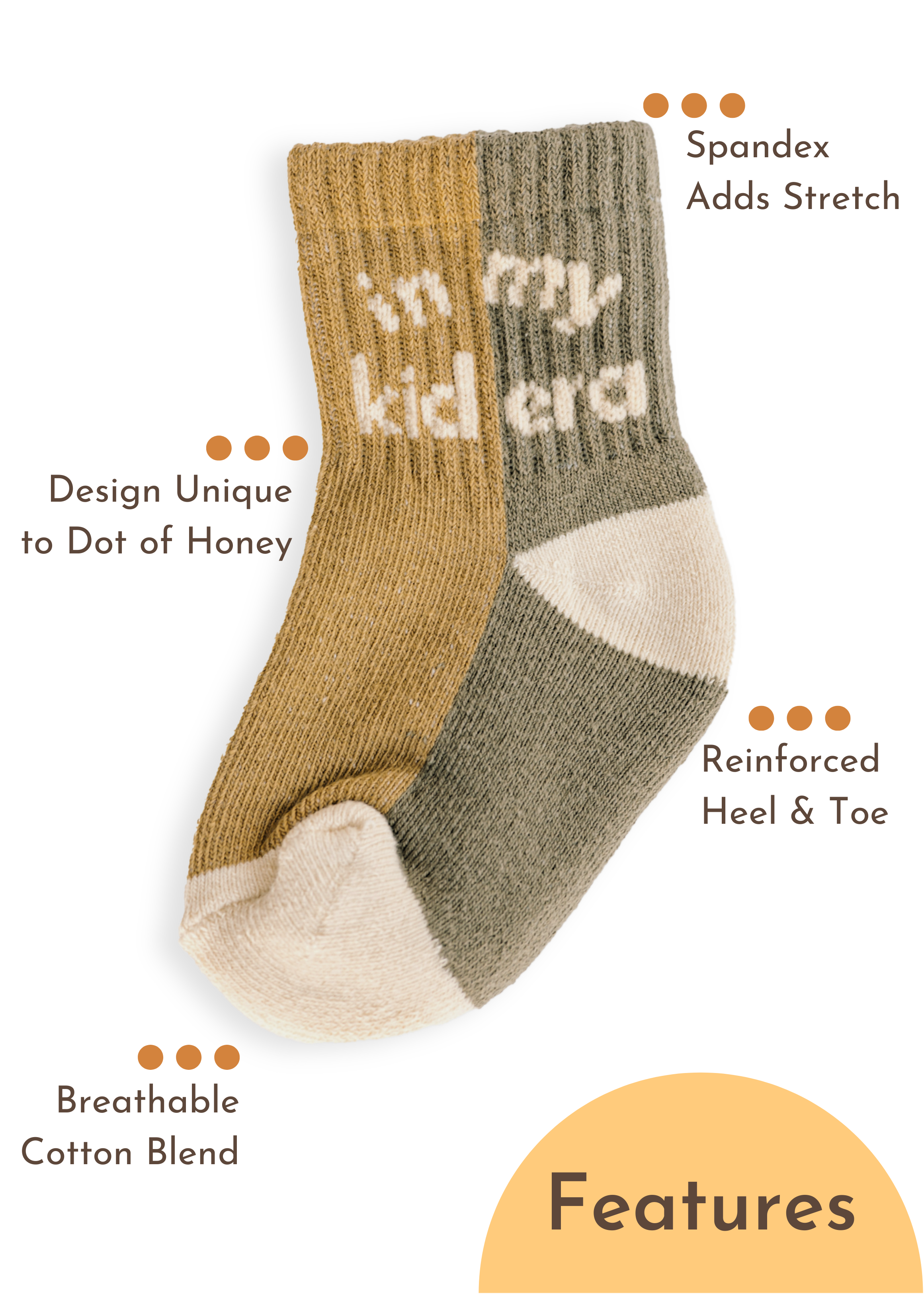 Dot of Honey | Mom + Mini - Wholesale Socks - Kids - Baby/Toddler Half-Crew Socks 2-Pack, Kid Era & Retro Stripe2