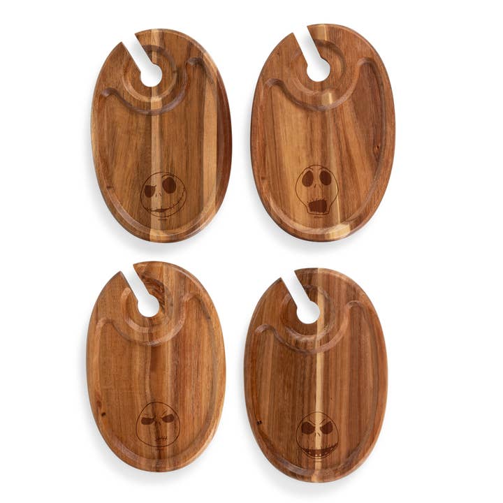 Acacia Wood Nightmare Before Christmas - Jack -Wine Appetizer Plate Set for wholesale on Faire