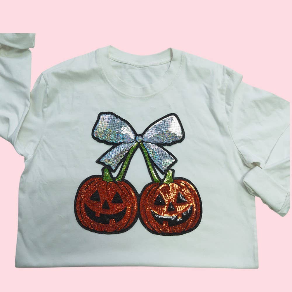 Rosie Posie Patches – Engroshandel Patch – Halloween Græskar Kirsebær Sløjfe Paillet Strygemærke3