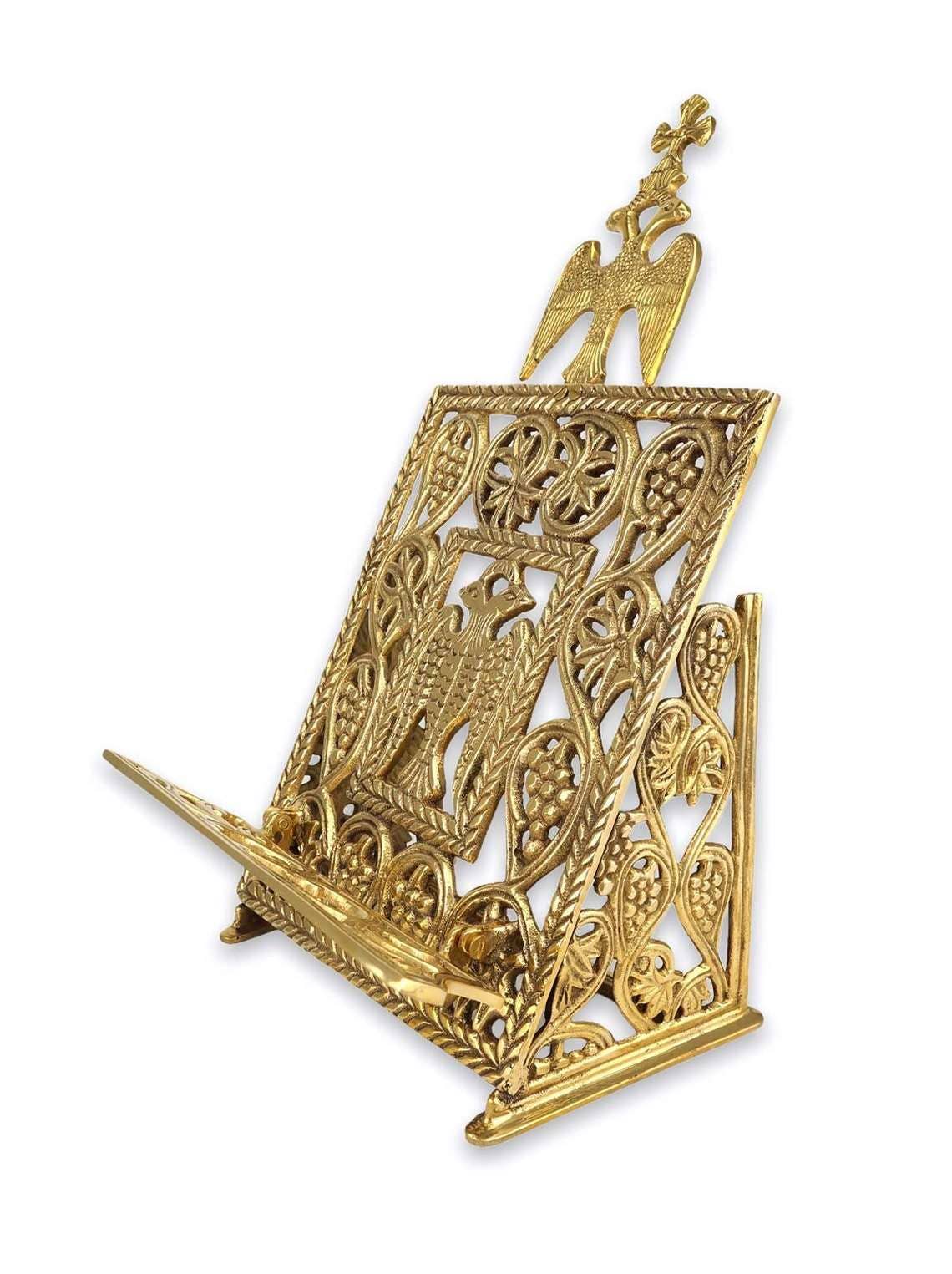 TheHolyArt - Wholesale Book Stand - Brass Bible Stand, Handmade Tabletop Easel for Books or Icons, Byzantine Eagle Bible Display Stand, Church Lectern, Gospel Holder3