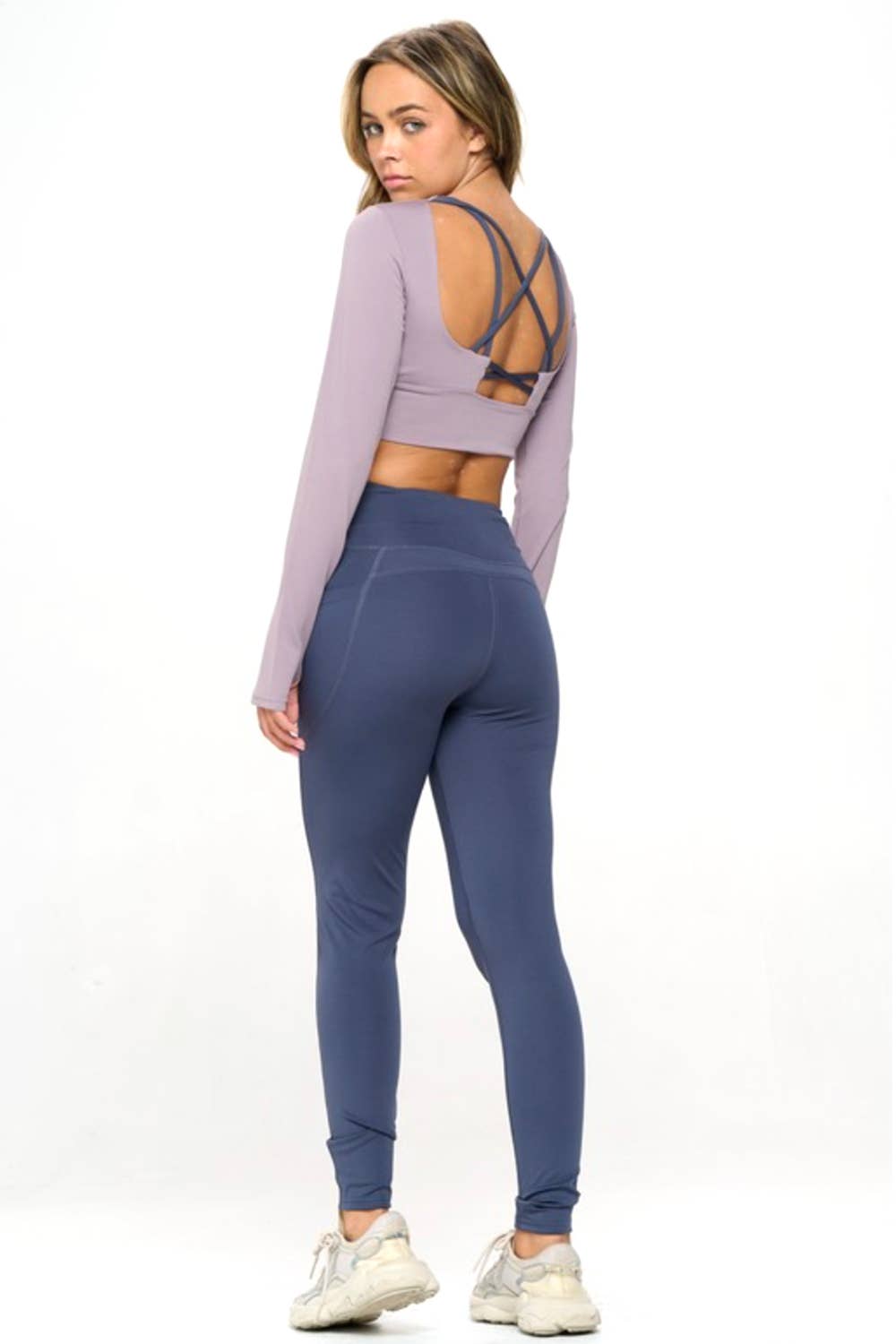Color 5 - Wholesale Activewear Set - Women's - Long sleeve crop top with yoga legging activewear set4