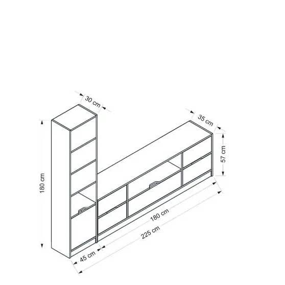 benjashop - Wholesale Console Table - Elina Set 6 TV Unit + 1K Bookshelf - Gold/Anthracite