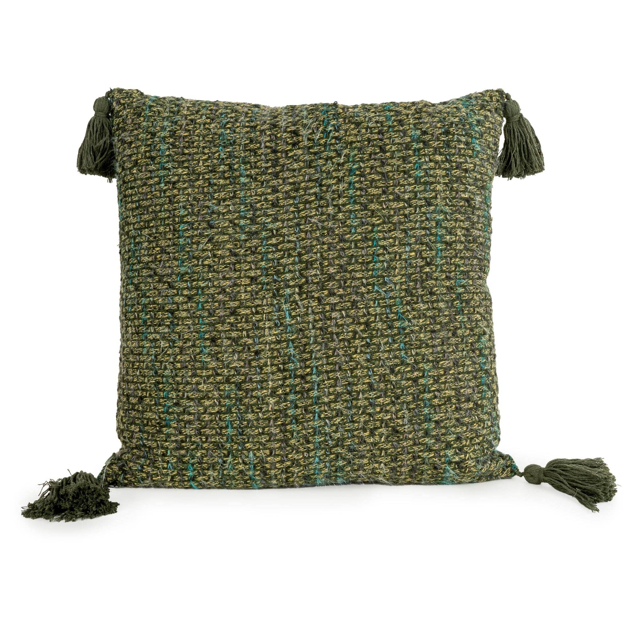 Candlelight Products Ltd - Wholesale Throw/Decorative Pillow - Square Cushion with Tassels Olive Green0