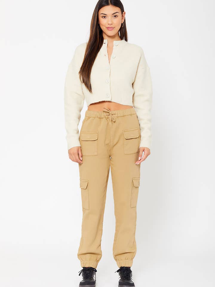 High-rise cotton knit cargo joggers for wholesale by MONKEY RIDE JEANS