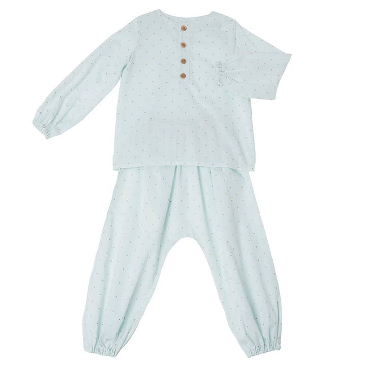 CES-Pyjama mit grünen Tupfen für den Großhandel von Babychi