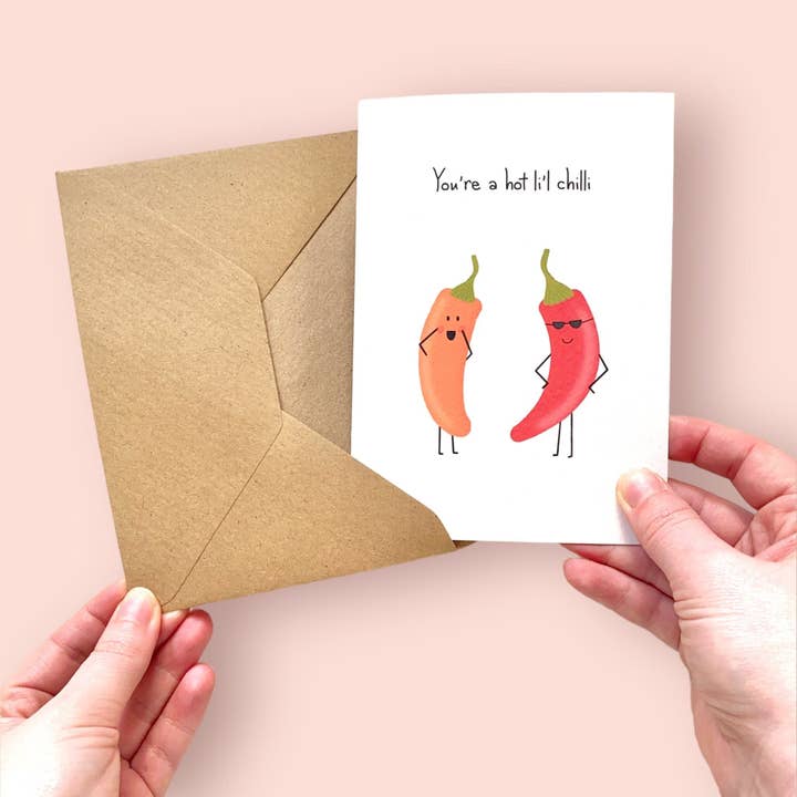 A6 Anniversary & Valentine's Card - "Hot Li’l Chilli" for wholesale by Ditsy & Stitch