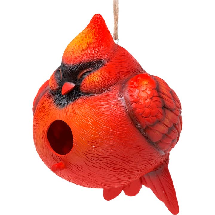 Cardinal Round Birdhouse for wholesale by Spoontiques, Inc