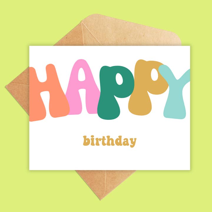 Jolly Rae - Wholesale Birthday Card - Big Bubble Letters Happy Birthday Card