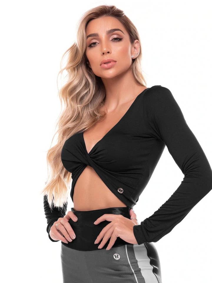 Karen beskuren långärmad topp för wholesale av Nova Cabana Activewear