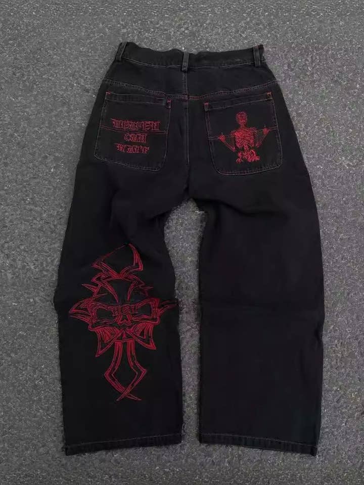 SALINA TRADING INC – wholesale Jeans – Women’s – Y2K Hip Hop Retro Skeleton Distressed Loose Fit Jeans4