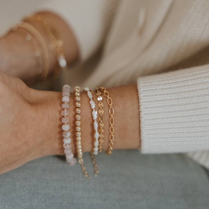 True by Kristy Jewelry - Wholesale Beaded Bracelet - Rosalie Rose Quartz Pink Gold Filled Beaded Bracelet1